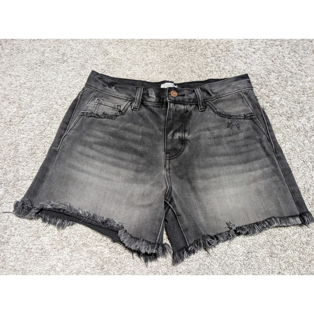 Böhme Denim Shorts Womens 26 Black BH7076BK Cut Off Frayed Hem Distressed Grunge